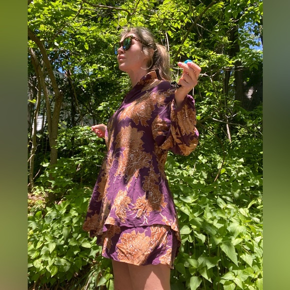 Free People shake It Floral Burgundy Ruffle Boho Tie Pullover Mini Dress… - Picture 13 of 13